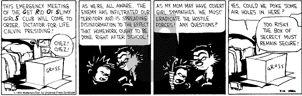 Calvin and Hobbes - Tuesday March 28, 1995 Comic Strip