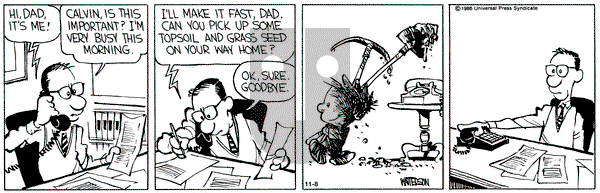 Calvin and Hobbes on Friday November 8, 1991 Comic Strip