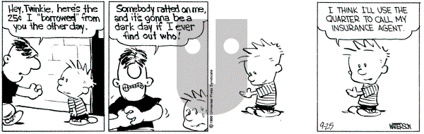 Calvin and Hobbes on Thursday September 25, 1986 Comic Strip