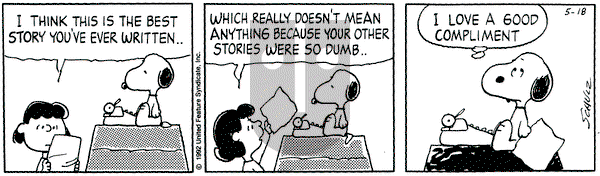 Peanuts on Saturday March 13, 1993 Comic Strip