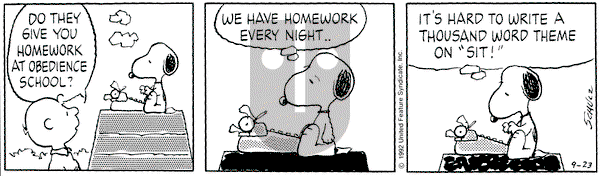 Peanuts on Wednesday September 23, 1992 Comic Strip