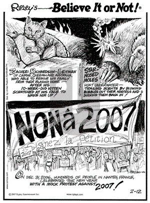 Ripley's Believe It or Not on Monday February 12, 2007 Comic Strip