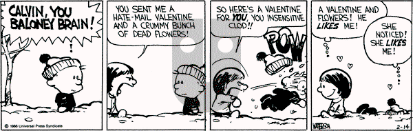Calvin and Hobbes on Friday February 14, 1986 Comic Strip