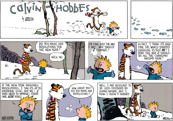 Calvin and Hobbes - Sunday January 3, 1988 Comic Strip