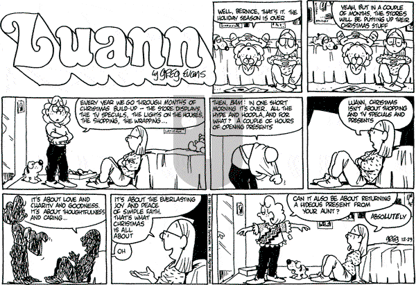 Luann on Sunday December 29, 1991 Comic Strip