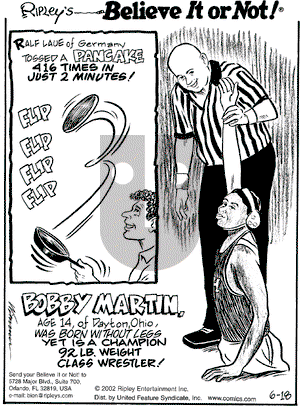 Ripley's Believe It or Not on Wednesday September 3, 2003 Comic Strip