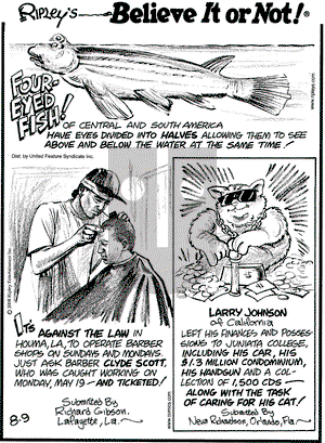 Ripley's Believe It or Not on Saturday August 9, 2008 Comic Strip
