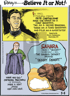 Ripley's Believe It or Not on Friday May 6, 2016 Comic Strip
