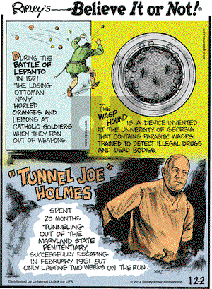 Ripley's Believe It or Not on Tuesday December 2, 2014 Comic Strip