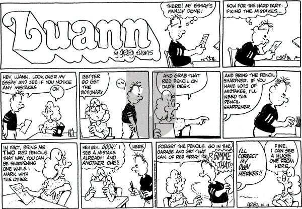 Luann on Sunday October 14, 1990 Comic Strip