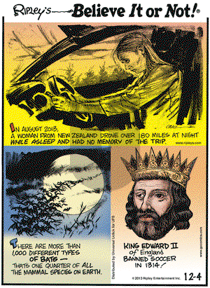 Ripley's Believe It or Not on Wednesday December 4, 2013 Comic Strip