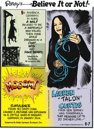 Ripley's Believe It or Not on Saturday June 7, 2014 Comic Strip