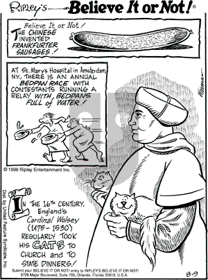 Ripley's Believe It or Not on Friday August 9, 1996 Comic Strip