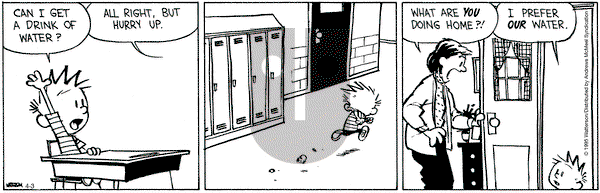 Calvin and Hobbes on Thursday April 3, 2025 Comic Strip