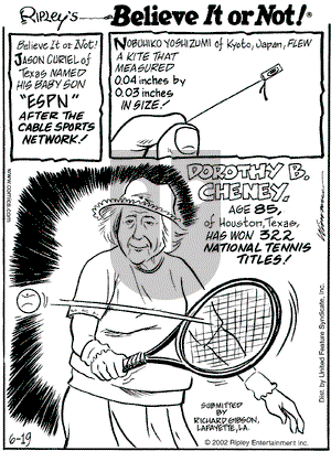Ripley's Believe It or Not on Wednesday June 19, 2002 Comic Strip