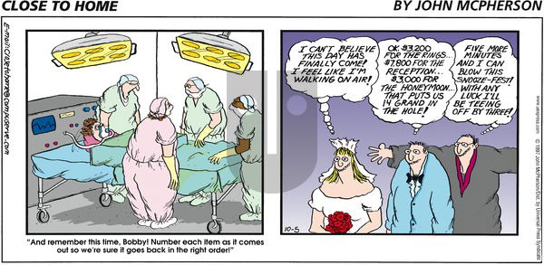 Close to Home on Sunday October 5, 1997 Comic Strip