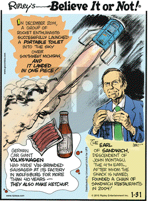 Ripley's Believe It or Not on Saturday January 31, 2015 Comic Strip