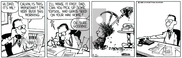 Calvin and Hobbes on Friday September 26, 1986 Comic Strip