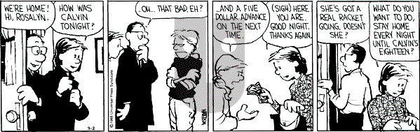 Calvin and Hobbes - Wednesday March 2, 1988 Comic Strip