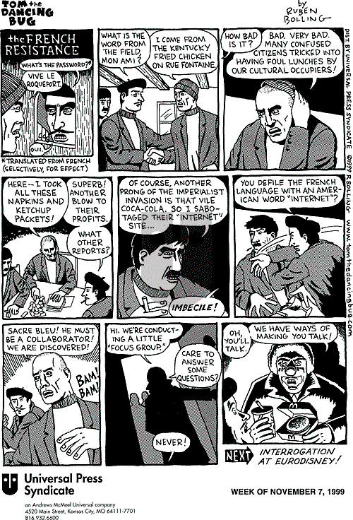 Tom the Dancing Bug on Sunday November 7, 1999 Comic Strip