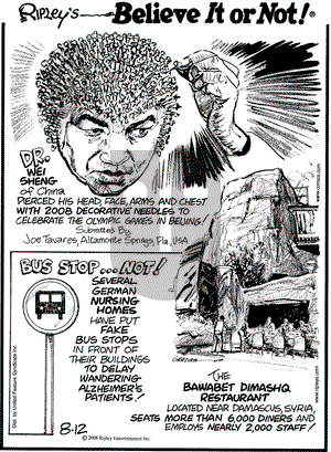 Ripley's Believe It or Not on Tuesday September 9, 2008 Comic Strip