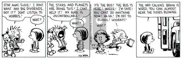 Calvin and Hobbes on Thursday April 23, 1992 Comic Strip