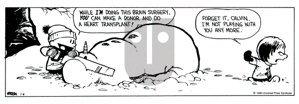 Calvin and Hobbes on Saturday January 6, 1990 Comic Strip