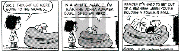 Peanuts on Monday January 9, 1989 Comic Strip