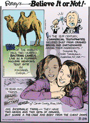 Ripley's Believe It or Not - Saturday March 28, 2009 Comic Strip