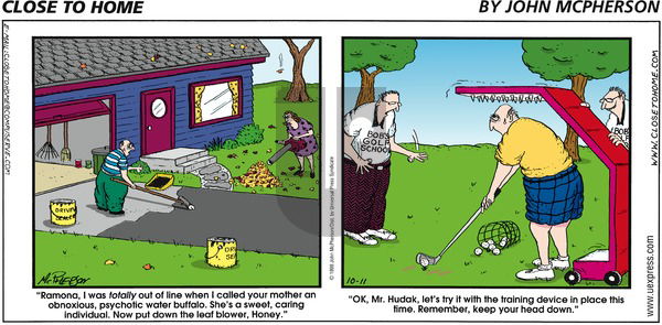 Close to Home on Sunday October 11, 1998 Comic Strip
