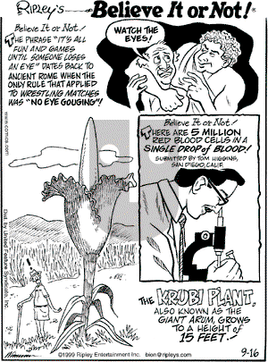 Ripley's Believe It or Not on Thursday September 16, 1999 Comic Strip
