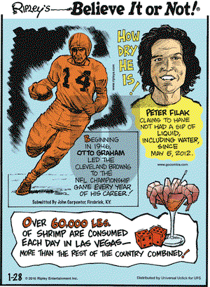 Ripley's Believe It or Not on Thursday January 28, 2016 Comic Strip