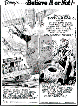 Ripley's Believe It or Not on Saturday August 6, 2005 Comic Strip