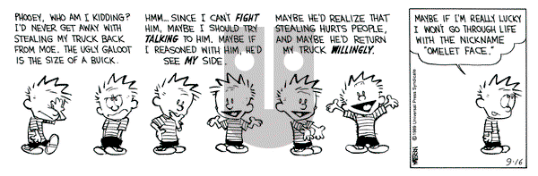 Calvin and Hobbes on Saturday September 16, 1989 Comic Strip