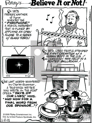 Ripley's Believe It or Not on Tuesday January 2, 2001 Comic Strip