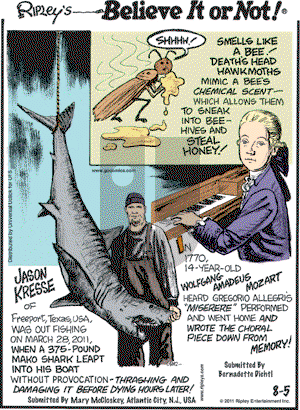 Ripley's Believe It or Not on Friday August 5, 2011 Comic Strip