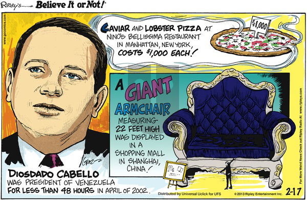 Ripley's Believe It or Not on Sunday February 17, 2013 Comic Strip