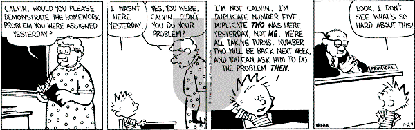 Calvin and Hobbes - Wednesday January 24, 1990 Comic Strip