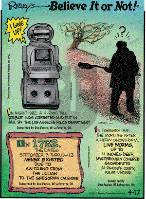 Ripley's Believe It or Not on Monday April 17, 2017 Comic Strip