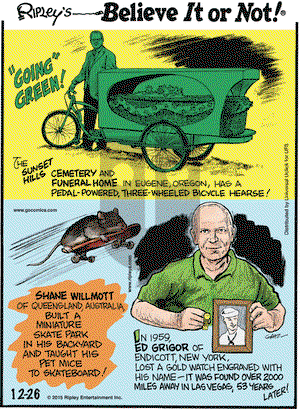 Ripley's Believe It or Not on Saturday December 26, 2015 Comic Strip