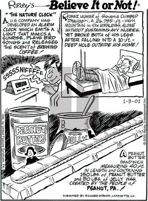 Ripley's Believe It or Not on Wednesday January 3, 2001 Comic Strip