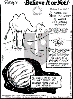 Ripley's Believe It or Not on Friday January 5, 1996 Comic Strip