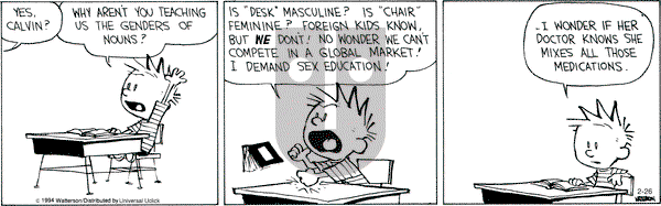 Calvin and Hobbes - Wednesday February 26, 2014 Comic Strip