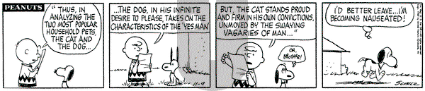 Peanuts - Wednesday November 9, 1960 Comic Strip
