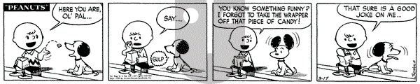 Peanuts on Tuesday March 17, 1953 Comic Strip