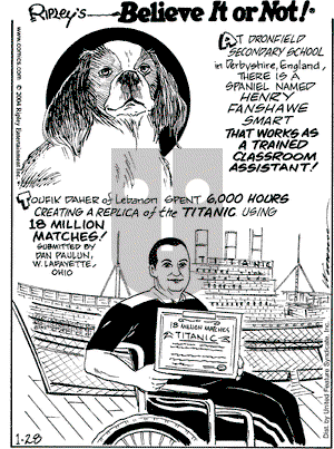 Ripley's Believe It or Not on Wednesday January 28, 2004 Comic Strip