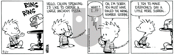 Calvin and Hobbes on Saturday September 27, 1986 Comic Strip