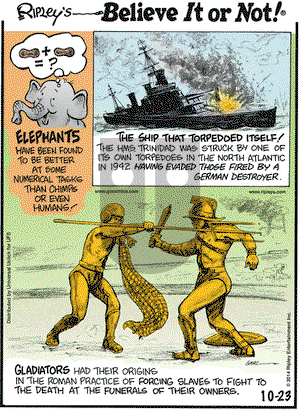 Ripley's Believe It or Not on Thursday October 23, 2014 Comic Strip