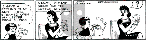 Nancy on Monday October 20, 1969 Comic Strip
