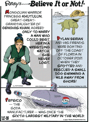 Ripley's Believe It or Not - Saturday December 18, 2021 Comic Strip